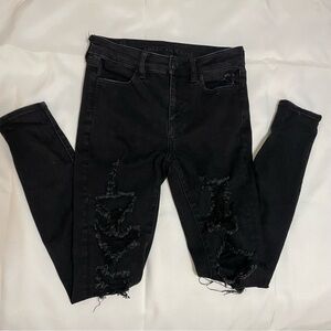 American Eagle black ripped skinny jeans